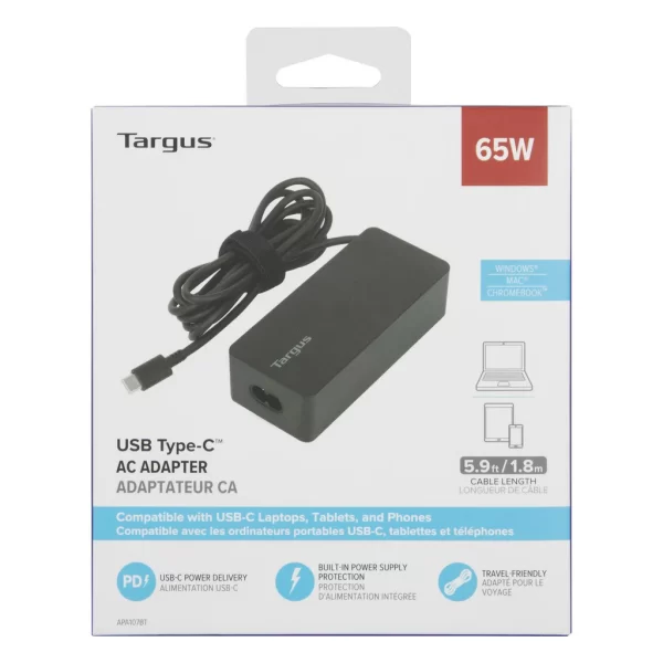 TARGUS CARGADOR USB-C / USB-A DE 65W TARGUS CARGADOR USB-C / USB-A DE 65W