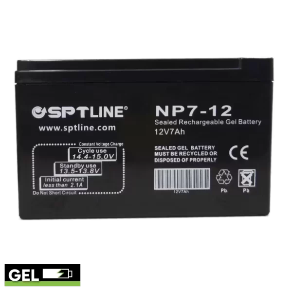 BATERIA DE GEL DE 12 VOLTIOS Y 7 AMPERIOS SPTLINE SIN DERRAMES