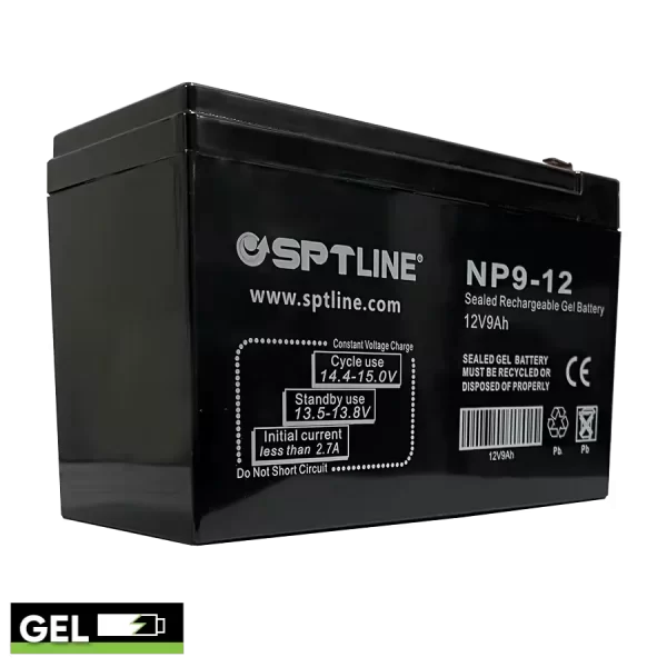 BATERIA DE GEL SPTLINE DE 12 VOLTIOS Y 9 AMPERIOS SIN DERRAMES