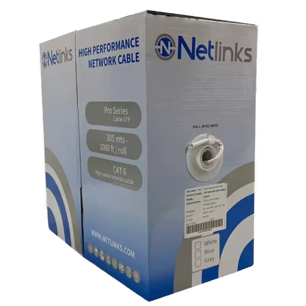 CABLE NETLINKS CATEGORIA 6 CON MATERIAL DE ALEACION DE 4PARES COLOR BLANCO