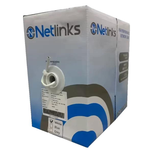 CABLE NETLINKS UTP 100% COBRE CATEGORIA 5E COLOR BLANCO CON LONGITUD DE 100 METROS